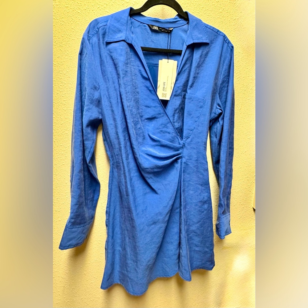 Elegant Blue Wrap Dress